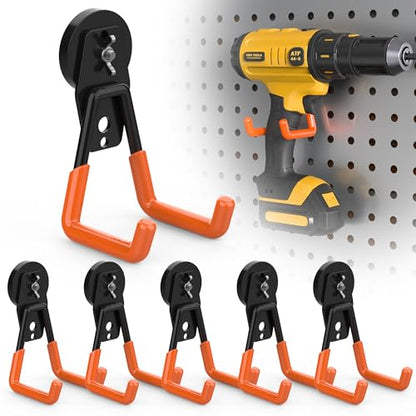 6 Pack Large Magnetic Hooks Heavy Duty Extra Strong Magnetic Garage Hooks Big NdFeB Industrial Magnet Hooks Magnetic Utility Storage Holder Organization with Anti (6 Count)