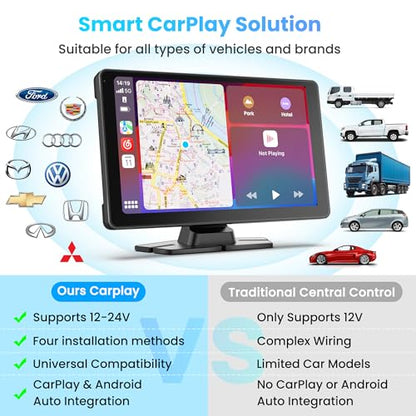 9" Wireless Apple CarPlay & Android Auto Screen for Car