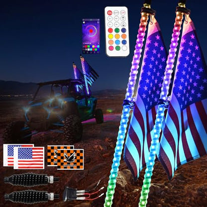 2PCS 3FT RGB LED Whip Light