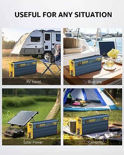 3000W Pure Sine Wave Power Inverter DC 12V to 110V 120V with Fast Charging Type