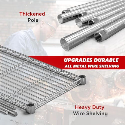 58" W Storage Shelves Wire Shelving 1400LB Metal Shelves for 5 Tier Shelving Unit with Shelf Adjustable Garage Shelving Rack for Pantry Kitchen Garage