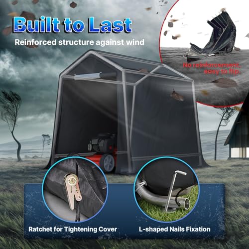 6x8 ft Outdoor Portable Storage Shelter Shed with 2 Roll up Zipper Doors & Vents Carport for Motorcycle Waterproof and UV Resistant Portable Garage Kit Tent