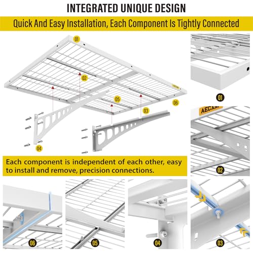 2x3ft 4Pack Wire Shelving Unit Heavy Duty Garage Storage Shelves Wall Mounted White 1120lbs Load Capacity（24 (4 Count)