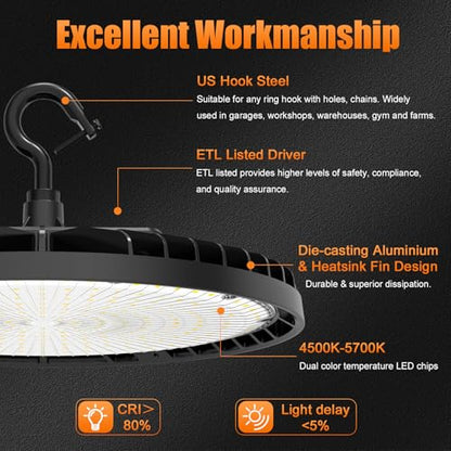 10 Pack LED High Bay Light 150W 120W 90W Adjustable