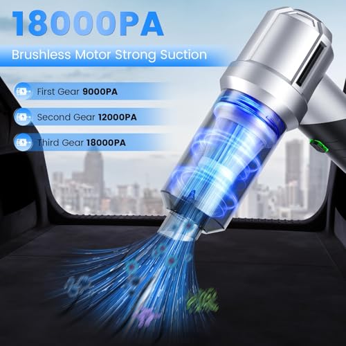 Handheld Car Vacuum Portable Cordless with 18000PA Super Suction