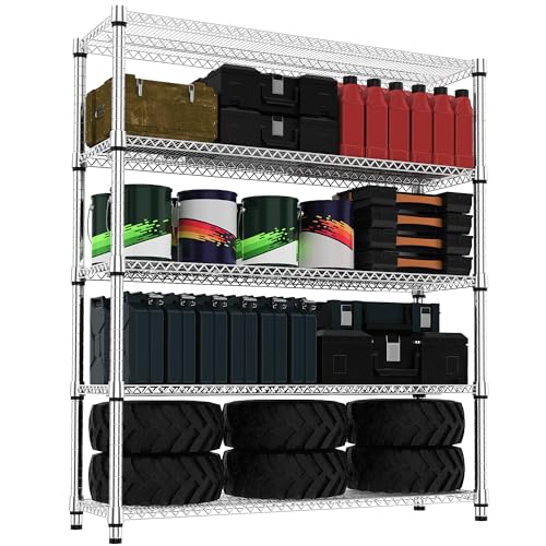 5 Tiers Shelf 3300 lbs Steel Storage Shelving Utility Shelving Unit Steel Organizer Wire Rack for Home (5 Count)