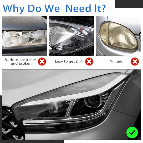 16" X20ft Long Headlight Taillight Tint Film Vinyl Tint Wrap Roll 40% VLT Self Adhesive Tail Light Fog Lights Films with Scraper Vinyl Film Sticker Roll Car Accessories