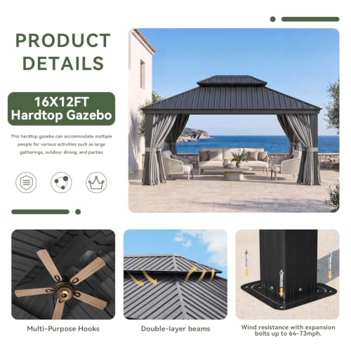 12' X 16' Hardtop Gazebo with Drainage