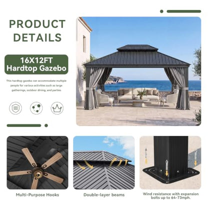 12' X 16' Hardtop Gazebo with Drainage