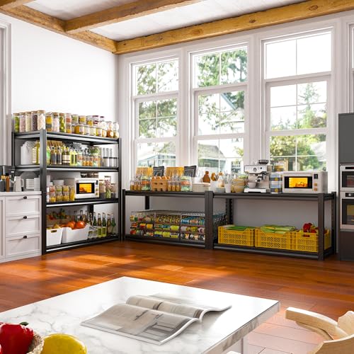 40" W Garage Shelving Heavy Duty Storage Shelves 56.9" H Metal Shelving Heavy Duty Load 1600LBS Adjustable Metal Shelves for Storage for Pantry Kitchen 40" W x 19.1" D x 56.9" H 3 Pack (3 Count)
