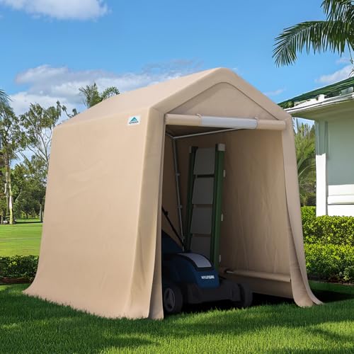 6x8 ft Outdoor Portable Storage Shelter Shed with 2 Roll up Zipper Doors & Vents Carport for Motorcycle Waterproof and UV Resistant Portable Garage Kit Tent