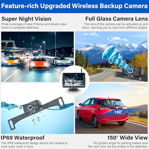 HD 1080P 5 inch Wireless Backup Camera for Truck