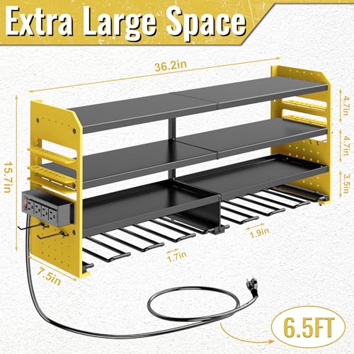 Power Tool Organizer Wall Mount with Charging Station