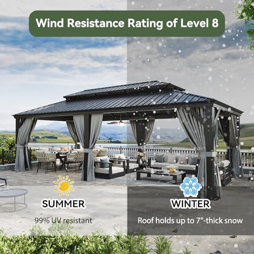 12' X 20' Hardtop Gazebo with Drainage System