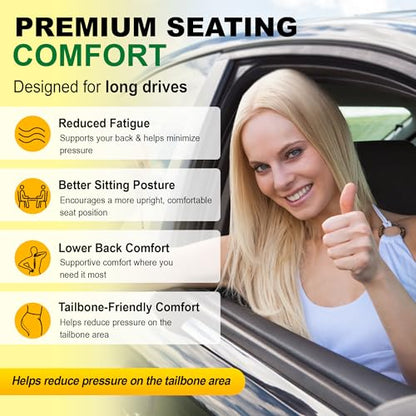 3 Piece Memory Foam Car Seat Cushion Set for Driving Comfort (3 Count)