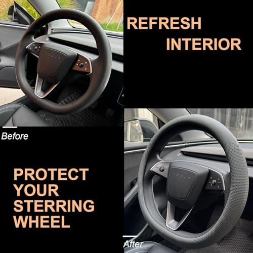 Nappa Leather Steering Wheel Cover for Tesla Model Y