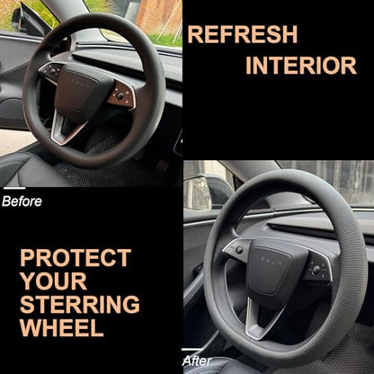 Nappa Leather Steering Wheel Cover for Tesla Model Y