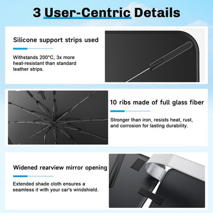 SXCY for 2024 2025 Acura ZDX Windshield Umbrella Sunshade [Easier Foldable] for 2025 Acura ZDX Accessories 2025 ZDX Sunshade Umbrella for 2025 ZDX Windshield Sun Shade Umbrella