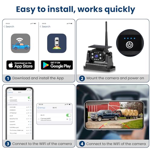 WiFi Magnetic Solar Wireless Backup Camera for Trucks