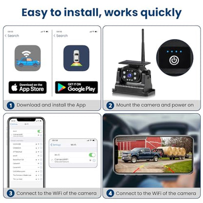WiFi Magnetic Solar Wireless Backup Camera for Trucks