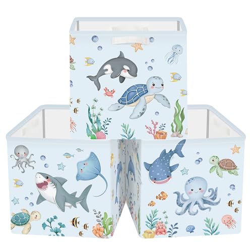 11.8" Ocean Animal Storage Basket Set of 3 for Kid Toy Clothes Bin (3 Count)