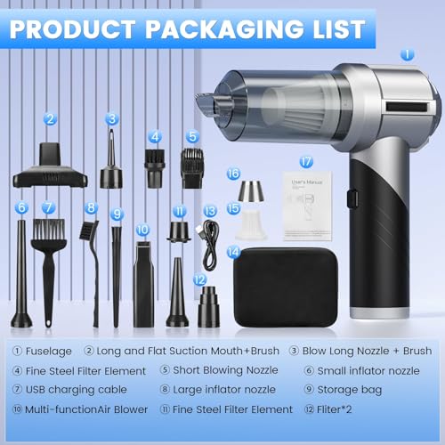 Handheld Car Vacuum Portable Cordless with 18000PA Super Suction
