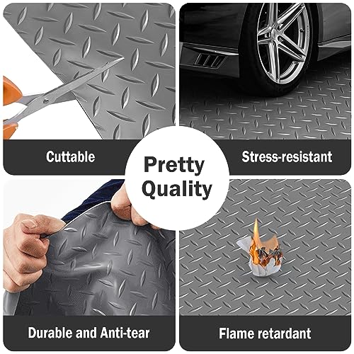 Garage Floor Rubber Mat 4Ft x 8.2Ft Rubber Flooring Rolls Dark Grey