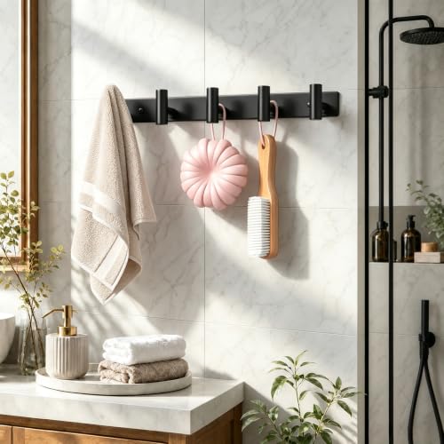 Coat Rack Wall Mounted with 5 Hooks (2 Count)