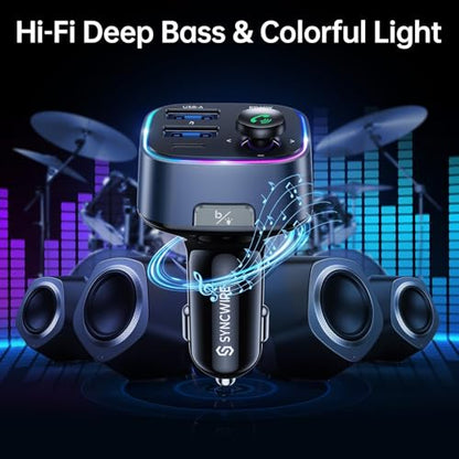 Bluetooth 5.4 FM Transmitter Car Adapter 48W