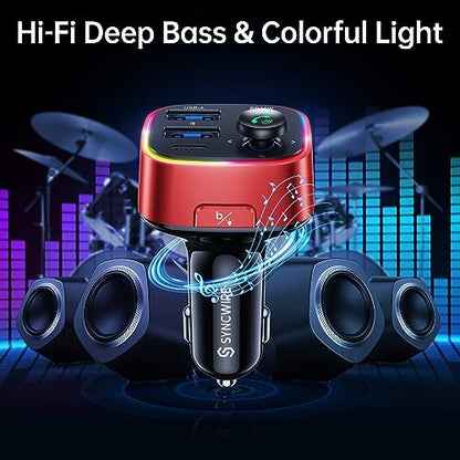 Bluetooth 5.4 FM Transmitter Car Adapter 48W