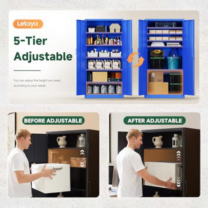 Metal Garage Storage Cabinets with Lock Door and Adjustable Shelves