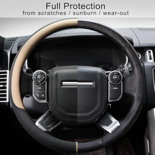 Breathable Car Steering Wheel Cover 16 inch Auto Universal Leather Wrap Non