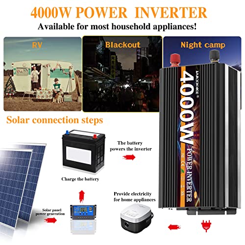 4000 Watt Power Inverter 12V DC to 110V 120V Converter for Family RV Off Grid Solar System Car with Type