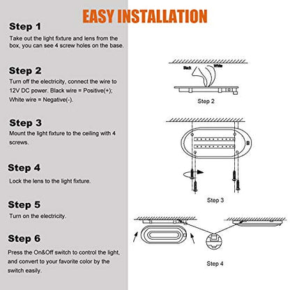 Dual Tone 12Volts Bright RV LED Interior Light with Switch