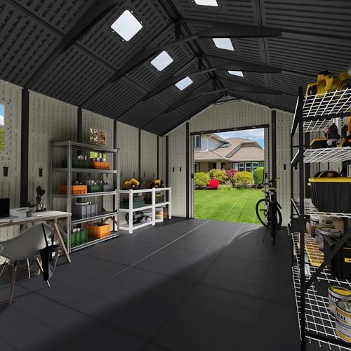 10x16 FT Resin Outdoor Storage Shed with Floor and Skylight