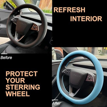 Nappa Leather Steering Wheel Cover for Tesla Model Y