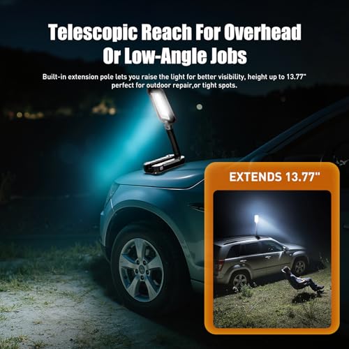 Rechargeable LED Work Light with Magnetic Base and Hanging Hook