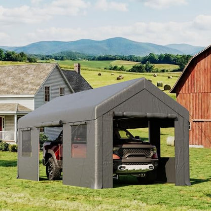 10'×20' Storage Shelter Outdoor Gable Roof Carport with Removable Side Walls