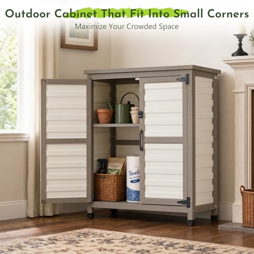 Small Outdoor Storage Cabinet with Shelf