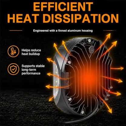 4pcs 5 Inch White Round Offroad Lights LED Pods with Amber DRL 90W LED Light Pods 270° Wide Range Super Bright Side Shooter with Wiring Harness kit for Truck Pickup ATV UTV SUV