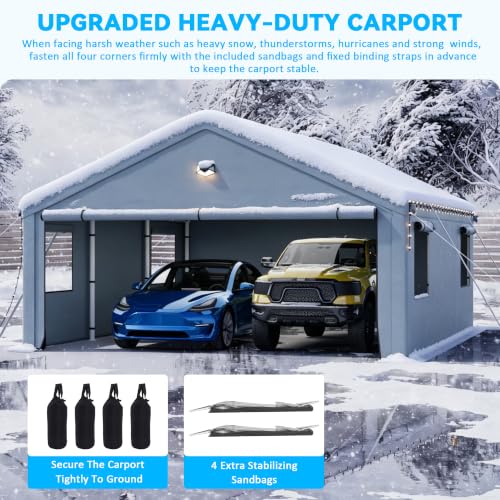 20x20 FT Heavy Duty 2 Car Carport Canopy