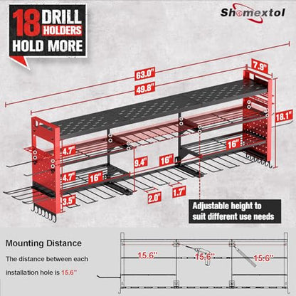 49.8" Power Tool Organizer Wall Mount