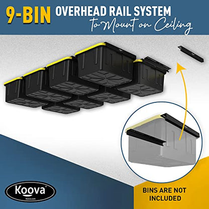 Heavy Duty Overhead Garage Storage Rack for 9 Bins. Adjustable Width (9 Count)