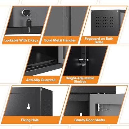 Metal Garage Wall Cabinet with 2 Doors and 1 Adjustable Shelf