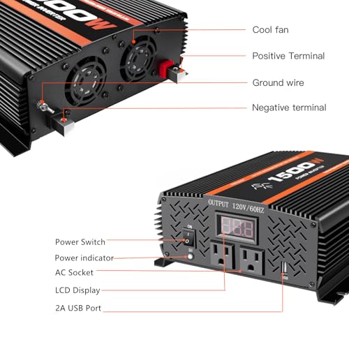 1500 Watt car Power Inverter 12V to 110V
