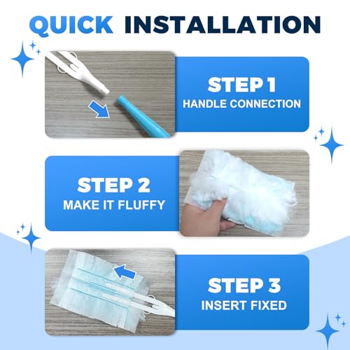50PCS Microfiber Duster Refills Kit with 5 Handles Compatible with Swiffer (50 Count)