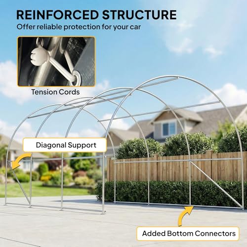 10' x 16' Carport Heavy Duty Portable Garage Storage Tent Gray