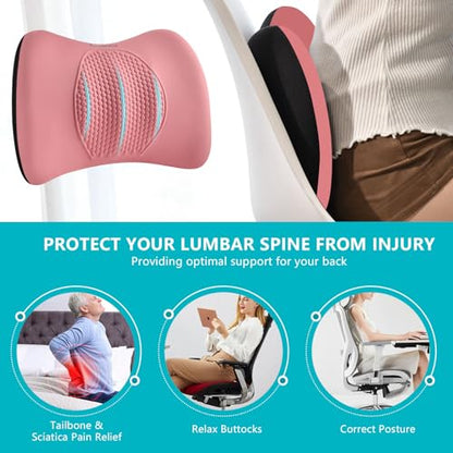 Car Seat Cushion and Back Support for Office Chair Memory Foam Chair Cushions Pressure Relief Seat Pads with Gel Massage Point Lumbar Support