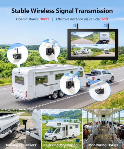 3 Wireless Backup Camera Solar Magentic Cameras with 7" DVR 1080P Touchscreen Monitor