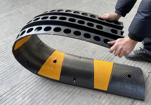 Rubber Speed Bump 6 Feet Rubber Driveway Modular Heavy Duty Speed 72.4 x 12 x 2.4 Inch Cable Protector Ramp for Garage Gravel Roads Asphalt Concrete (12 Foot)